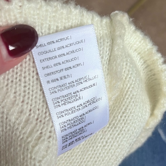 Urban Outfitters Cream Sweater with Gold Pom Poms Cropped - Picture 9 of 9